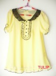 【30%OFF】黄色フリルシフォンブラウス