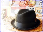 ★NEW YORK HATニューヨークハット　＃5231　SLIM 羽根付中折れハット★黒L