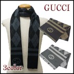 30％OFF！【GUCCI/グッチ】'09今期物！ユニセックス★アーガイル柄マフラー GUCCI-221636-4G206