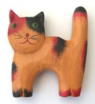 木彫り猫マグネット（Ａ）【アジア雑貨の輸入・卸・販売★アジアンスタイルマオ】