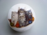 雪花石膏 猫絵柄の小物入れ（イタリア製）