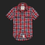 アバクロ/チェック柄半袖シャツ：Connery Pond - Red Plaid