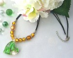箔入りガラスハートペンダント（Ｂ）【アジア雑貨の輸入・卸・販売★アジアンスタイルマオ】