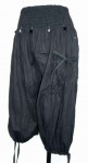 クリンクル加工七分丈カーゴパンツ（ブラック）【アジア雑貨の輸入・卸・販売★アジアンスタイルマオ】