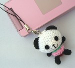 編みぐるみ動物ストラップ（パンダ）【アジア雑貨の輸入・卸・販売★アジアンスタイルマオ】