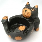 木彫り猫トレー【アジア雑貨の輸入・卸・販売★アジアンスタイルマオ】