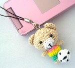 編みぐるみ動物ストラップ（サッカーくま）アジア雑貨の輸入・卸・販売★アジアンスタイルマオ