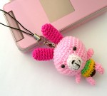 編みぐるみ動物ストラップ（ウサギ） アジア雑貨の輸入・卸・販売★アジアンスタイルマオ