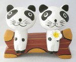 木彫り切り株カップルパンダ[http://asianstyle-mao.com/ アジア雑貨の輸入・卸・販売★アジアンスタイルマオ]