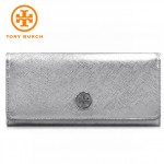 【送料無料】TORY BURCH METALLIC SAFFIANO ENVELOPE CONTINENTAL シルバ