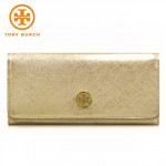 【送料無料】TORY BURCH METALLIC SAFFIANO ENVELOPE CONTINENTAL ゴールド