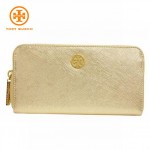 【送料無料】TORY BURCH METALLIC SAFFIANO ZIP CONTINENTAL　ゴールド