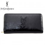 【送料無料】YSL イブサンローラン パテントレザー　ラウンドファスナー財布