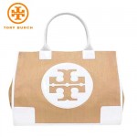 TORY BURCH STRAW CARLIN ELLA TOTE WT