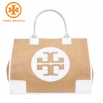 TORY BURCH STRAW CARLIN ELLA TOTE WT