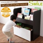 【送料無料】リビングキッズファニチャーシリーズ【SMILE】スマイル　おもちゃ箱付き絵本ラック(40500012)【代引き手数料無料】