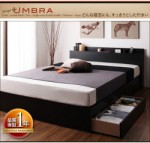 【送料無料】棚・コンセント付き収納ベッド【Umbra】アンブラ【国産ポケットコイルマットレス付き】セミダブル（40101610）