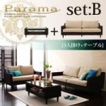 【送料無料】アバカシリーズ【Parama】パラマ セットB:3人掛け+テーブル （40105025）【代引不可】
