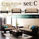 【送料無料】アバカシリーズ【Parama】パラマ セットC:2人掛け+3人掛け+テーブル （40105026）【代引不可】