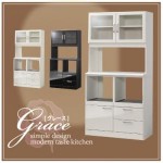 【送料無料】ハイグロス仕上げキッチン収納【Grace】グレース スライド棚つきレンジ台　ワイドタイプ(40100558)【代引不可】