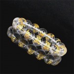 天然本水晶金彫り【神獣(白虎)】ブレスレット12ｍｍ