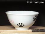 オーダー猫茶碗シンプル肉球【名入れ】選べるカラー