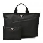 【送料無料】PRADA プラダ ポーチ付きトートバック　VA1007 TES +SAF NERO