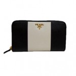 【送料無料】PRADA プラダ ラウンドファスナー財布　1M0506 SAFFIANO COLOUR TALCO NERO