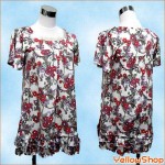 【1,980円】花柄チュニックとインナーのセット。(赤)
