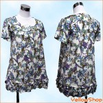 【1,980円】花柄チュニックとインナーのセット。(青)
