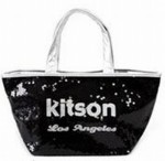 セール♪●即納・メール便可●キットソン(kitson)スパンコールミニトートバッグ　ブラック×シルバー
