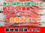 【送料無料 超特大ボイルズワイ蟹脚】5Lサイズ5kg入り